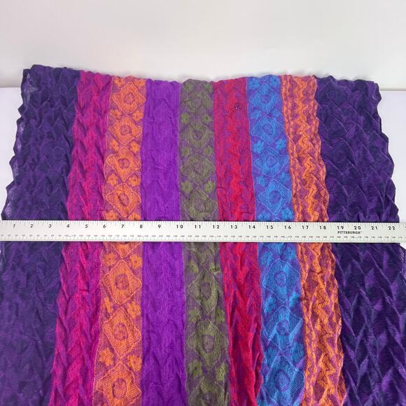 Factories Connection Women's Pashmina Multicolor Stripe Polyester Waffle Scarf - Picture 8 of 13